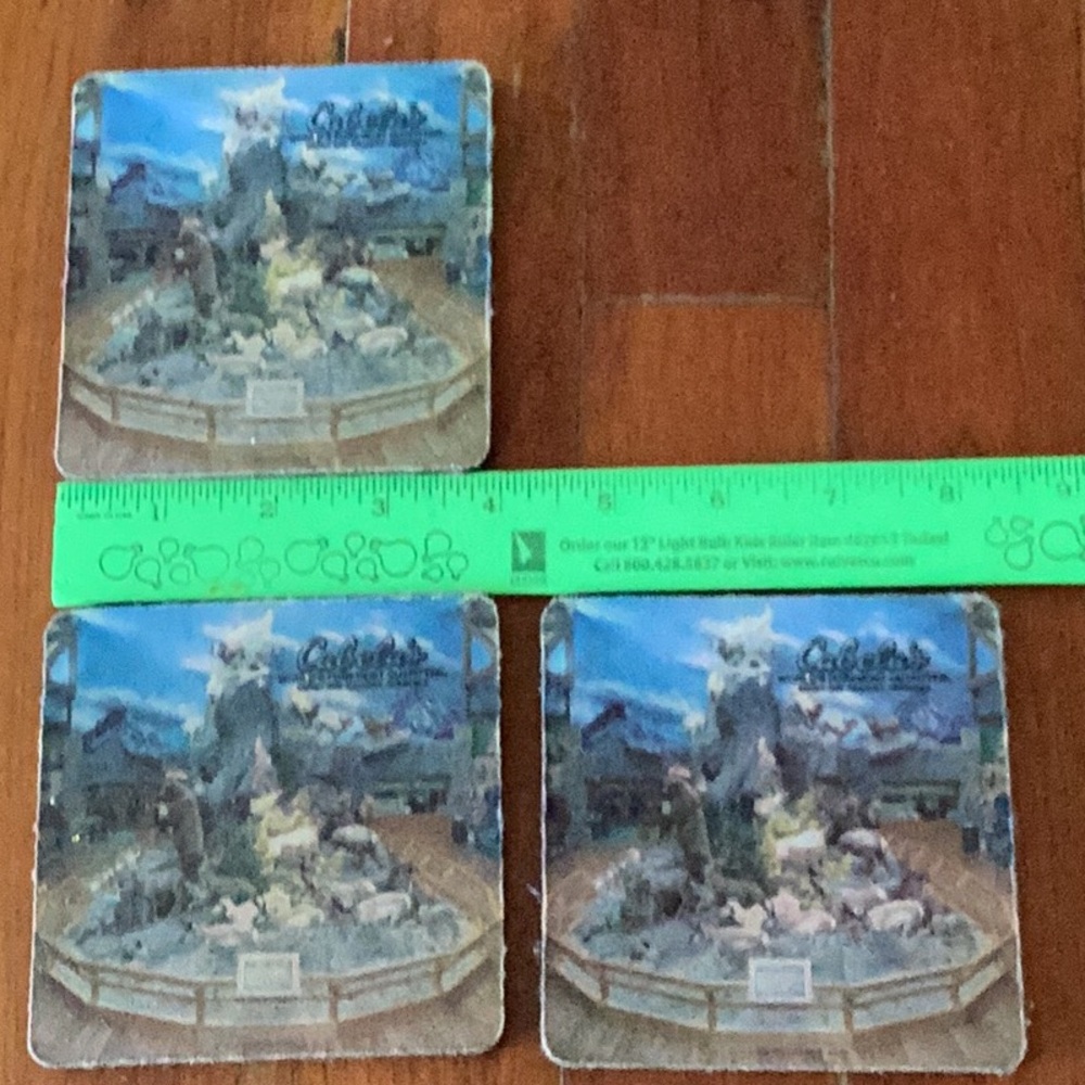 🫎 Cabelas FOAM VINTAGE Coasters Set of THREE WORLD’S FOREMOST OUTFITTERS